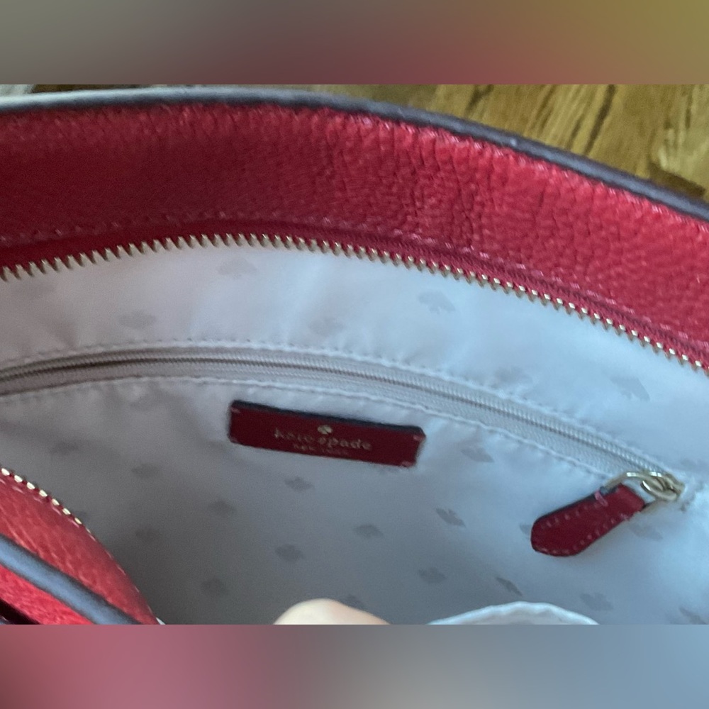 Kate Spade Lelia Top Zip Crossbody Pebbled Red Leather Purse - Picture 6 of 11